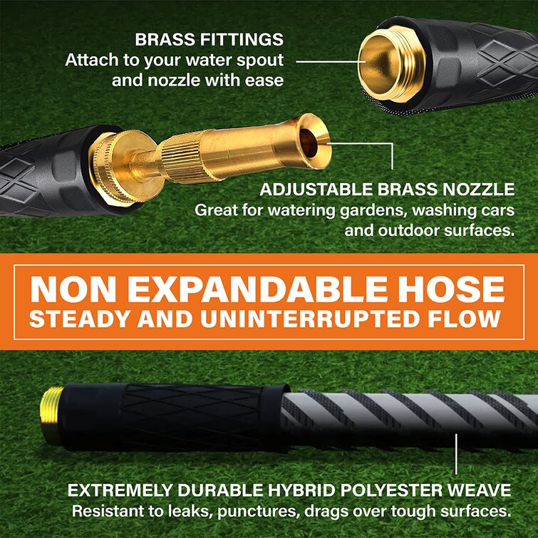 Bionic Steel Pro 100 Foot 304 Stainless Steel Metal Garden Hose with Brass  Nozzle, Crush Resistant - Wayfair Canada