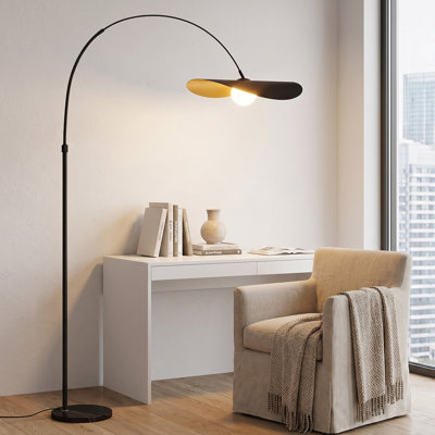 Lampe sur pied arquée moderne, design artistique minimaliste pour le salon, lampe sur pied décorative à double usage