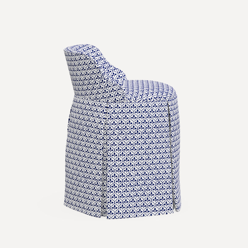 Meha Vanity Chair, Jr Sadhil Blue Geometric Linen