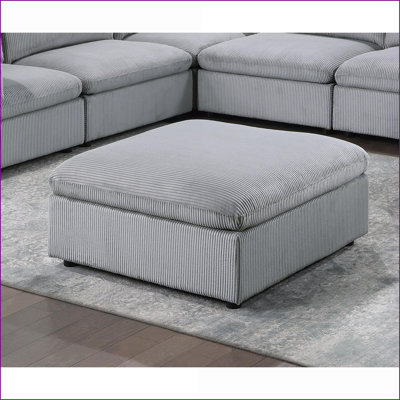 Repose-pieds en velours côtelé gris foncé contemporain avec coussins en bois 39 x 39 x 19 | Modulaire | Bois
