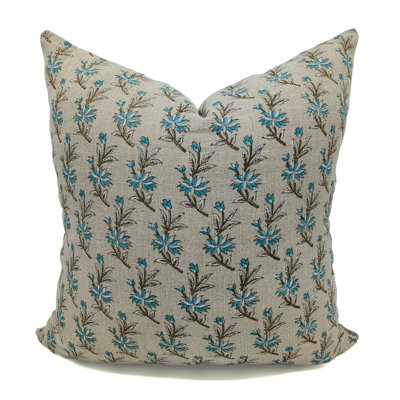 Housse de coussin à motif floral imprimé à la main Fab divine