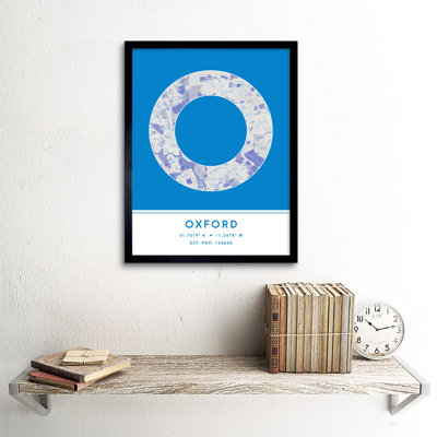Oxford City Map Oxford England United Kingdom City Map - Single Picture Frame Typography