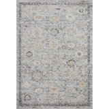 Floral Machine Made Power Loomed Polypropylene Area Rug in Gray
