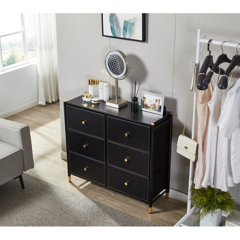 Commode 6 tiroirs 23102, Noir