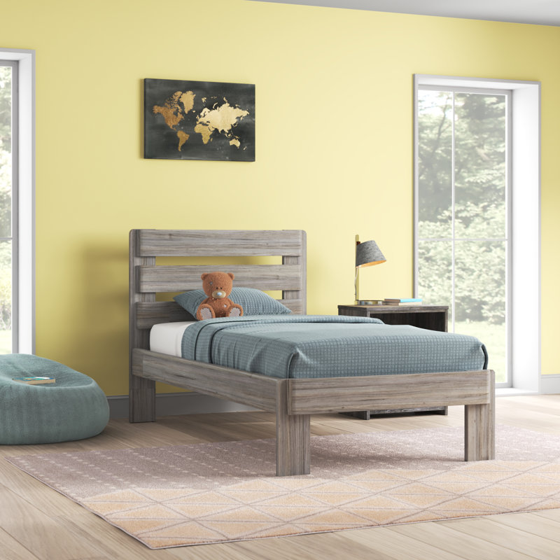  Cyprian Kids Solid Wood Platform Bed, Twin, Driftwood