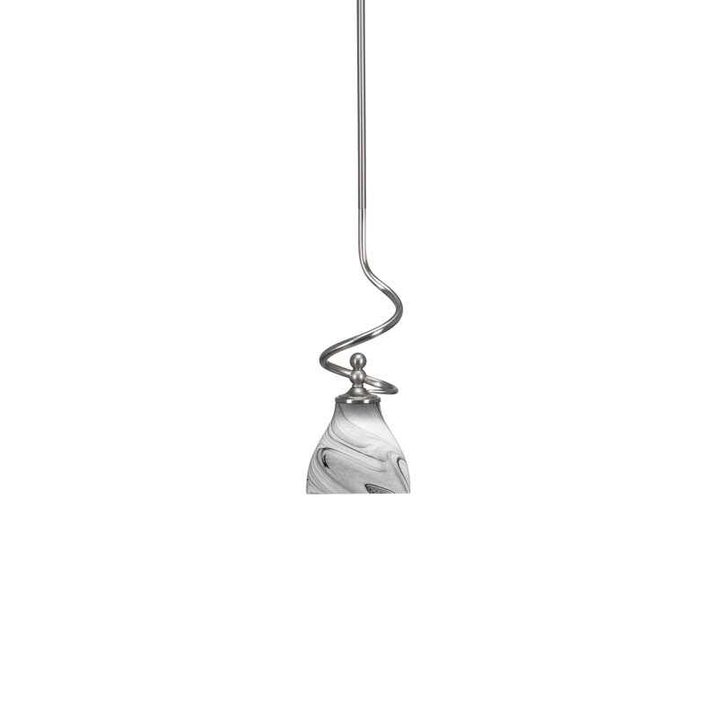 Mini-luminaire suspendu Capri avec verre tourbillon onyx 6,25 po, Nickel brossé, Verre torsadé onyx