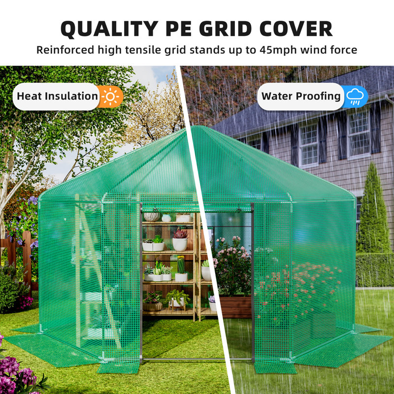 Heavy-duty Hexagonal Green House, 8.8" H x 13.4" W x 13.4" D