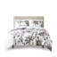 Très grand lit dans un sac avec édredon floral, draps, motif taupe mauve, drap-housse élastique aux couleurs douces, drap,-124283889
