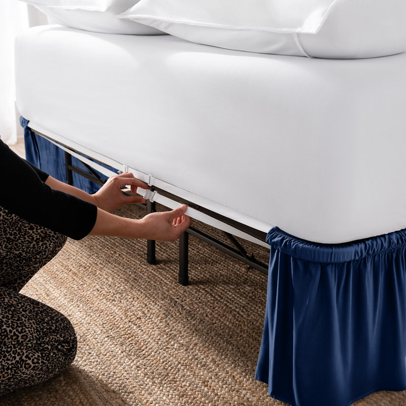 Ruffled Wrap Around Bed Skirt, Full / Double, Dark Blue