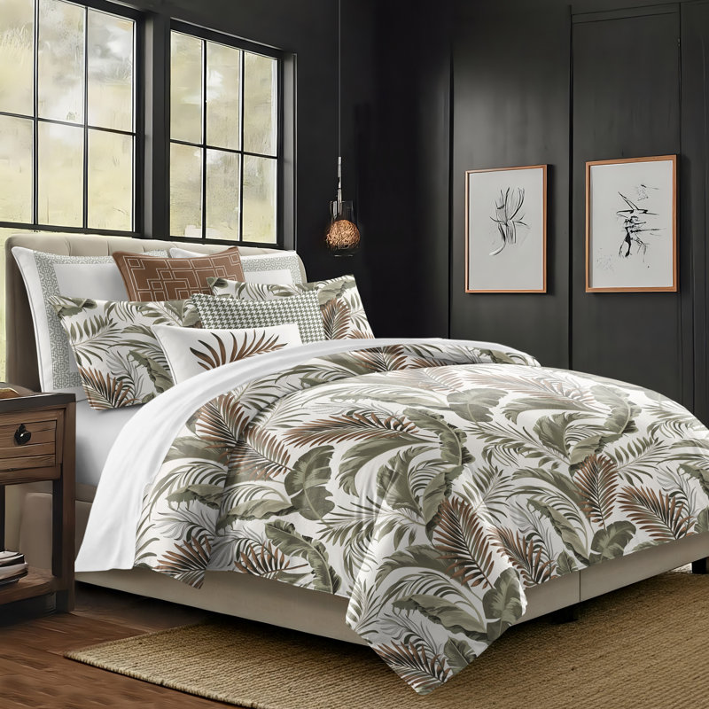 Frondosa  Copper Cotton Duvet Cover Set  8 Piece, California King Duvet Cover + 7 Additional Pieces