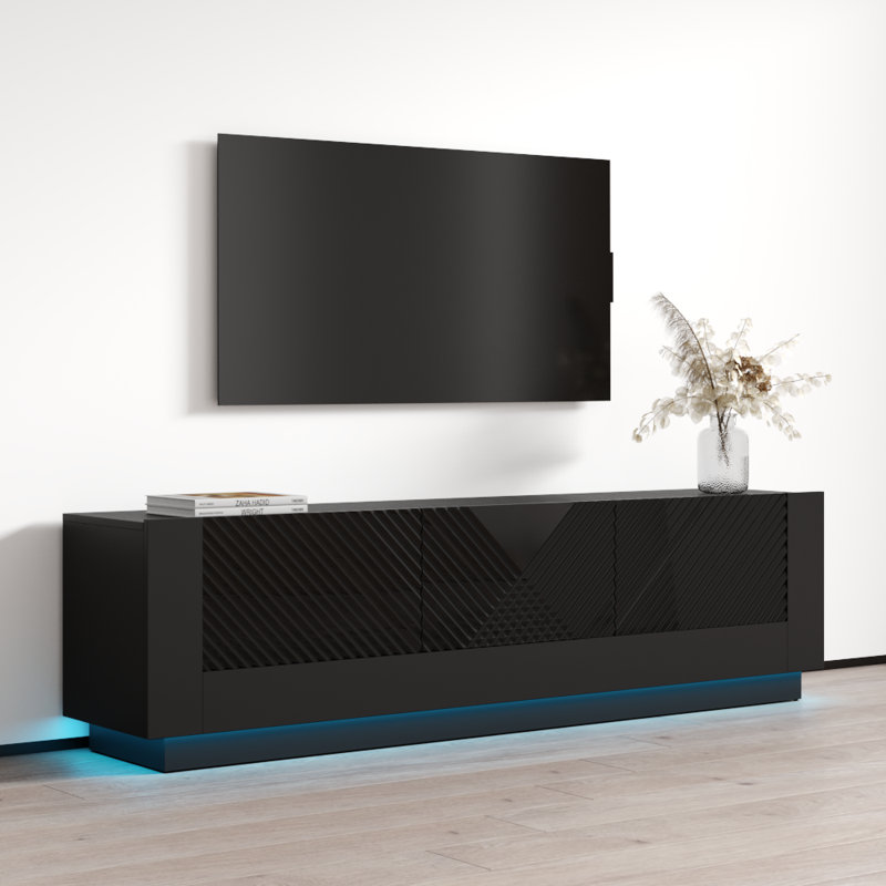 Meuble télé 70,9 po Calvan, Noir