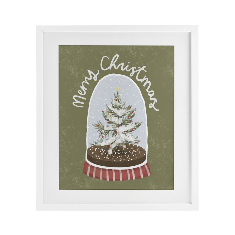 Merry Christmas Snow Globe, reproduction encadrée sous verre, conception de Sadie Harper, H 21 po x l 17 po