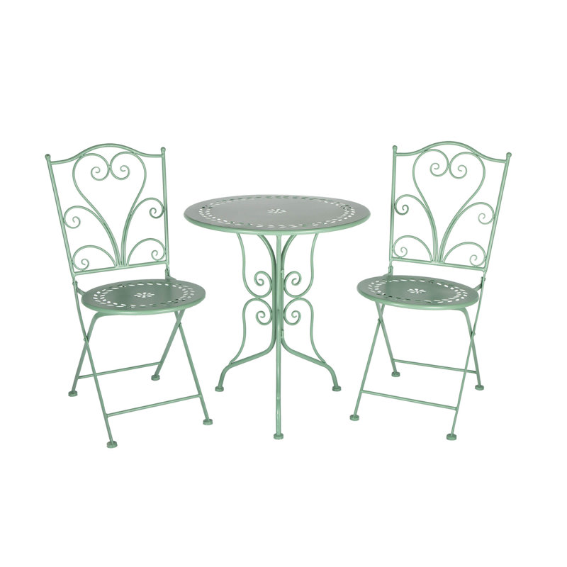 ENSEMBLE DE 3 BISTROS EN MÉTAL VERT