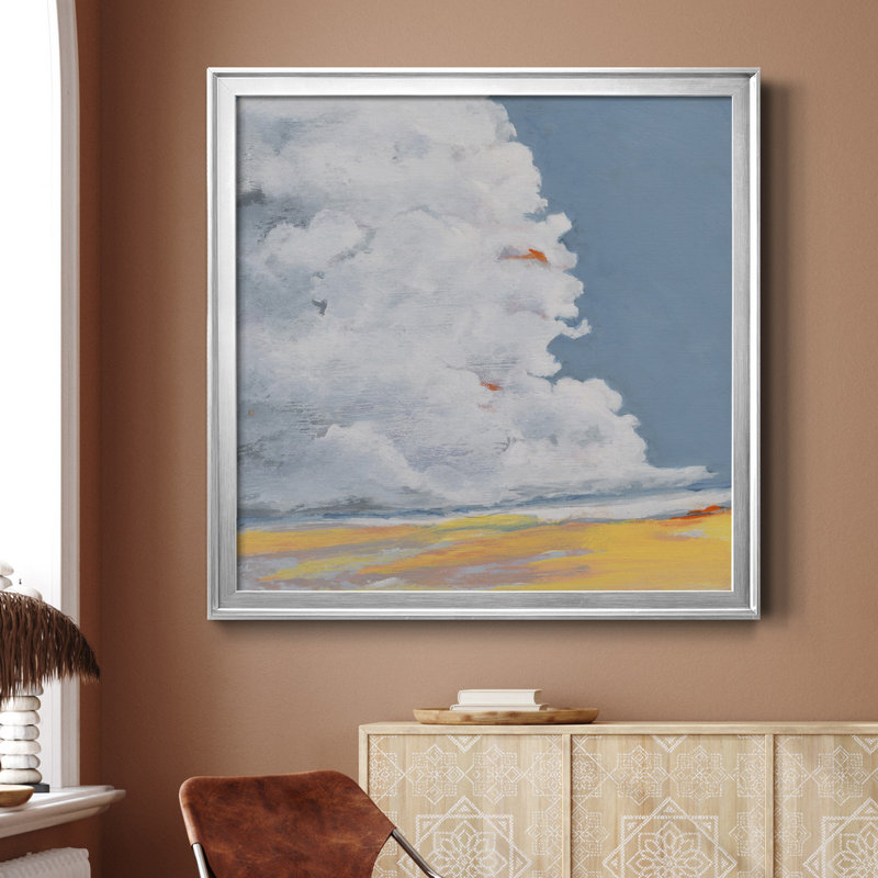 «White Clouds Blue Sky I», reproduction d'art sur toile encadrée, H 26,5 po x l 26,5 po x P 1,5 po, Noir
