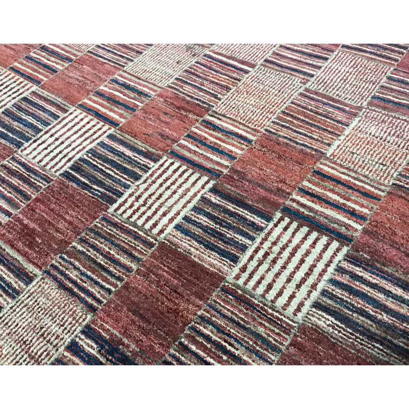 Hand-Knotted High-Quality Red and Blue Area Rug