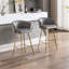 30 tabourets de bar 30 pouces, tissu gris avec base dorée et repose-pieds pour le confort, 2 tabourets, assise en velours, atmosphère élégante