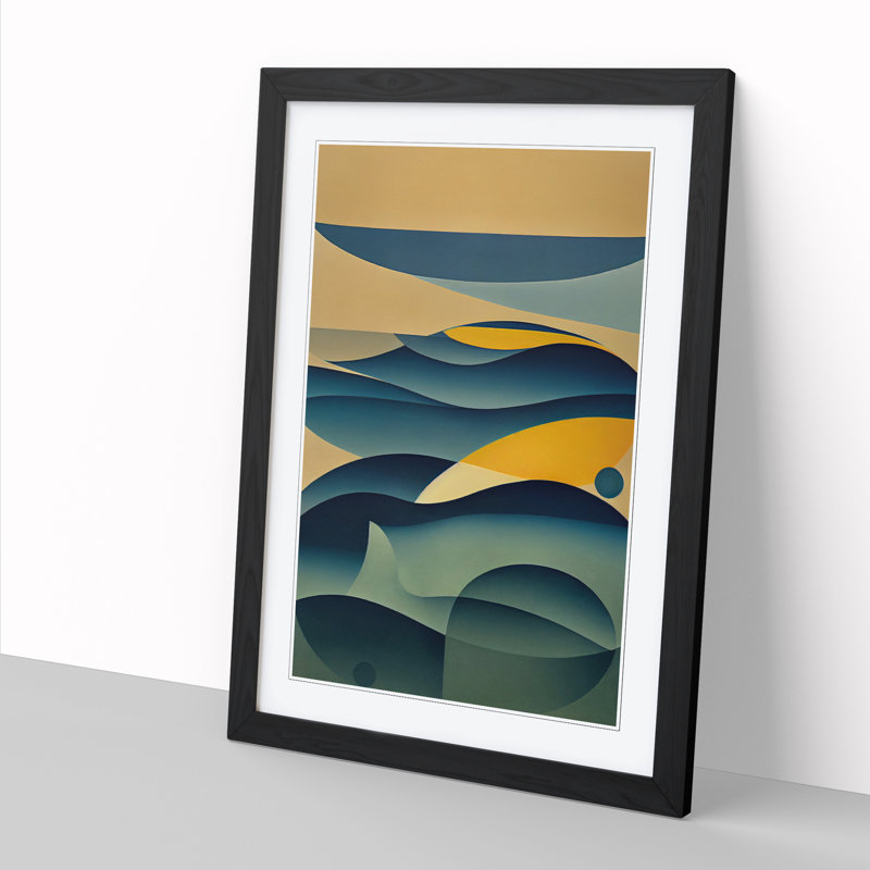 FRM-V0523-1636X Ocean Suprematism - Picture Frame Print, Black, 34cm H x 25cm W x 2cm D