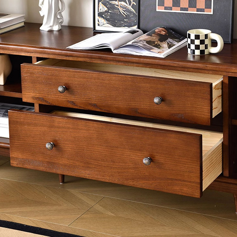 Retro Style Ash Wood TV Stand, Brown