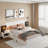 Wooden Floating Platform Bed With Led Lights And Built-in Nightstands-2113322786-2113322785