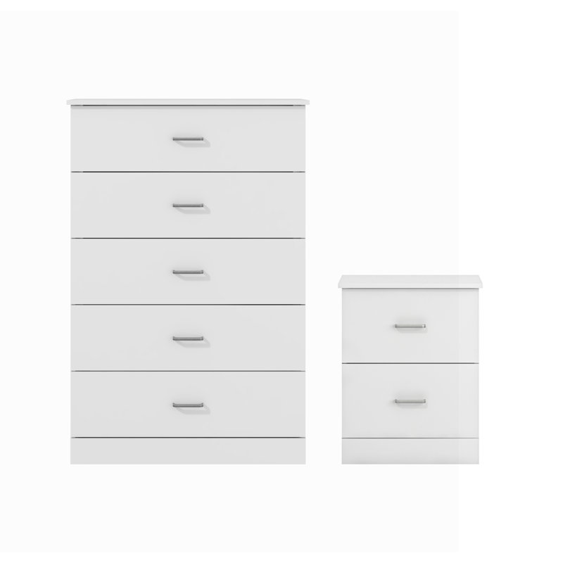 Ensemble de chambre à coucher 2 pièces Allyannah, White
