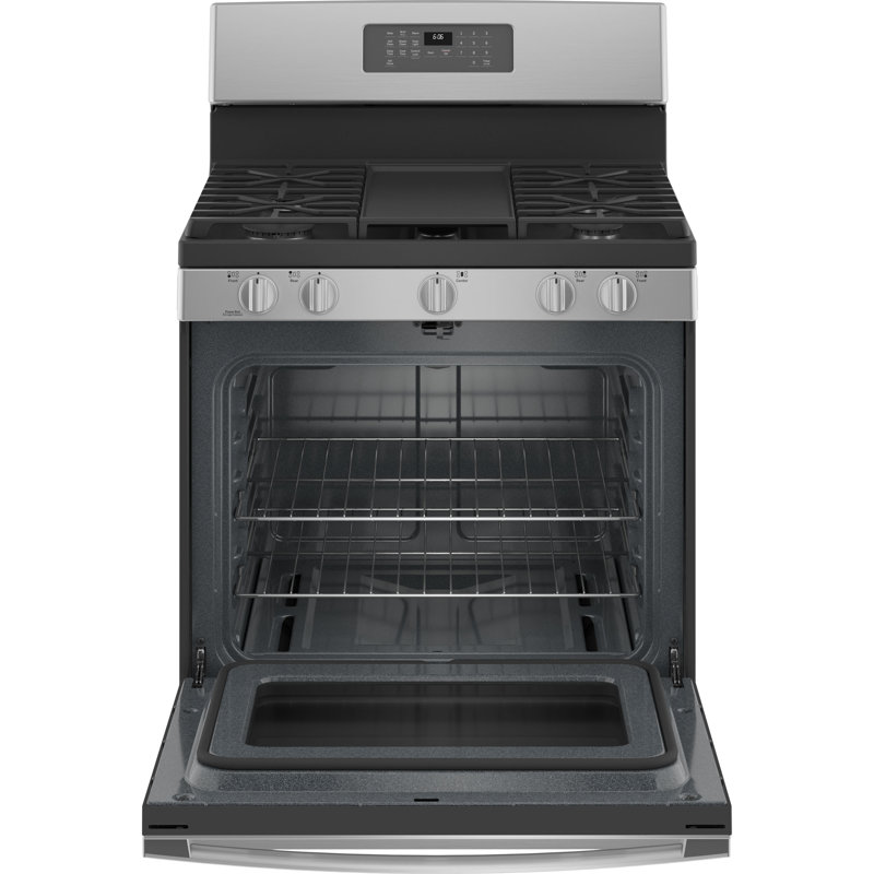 Cuisinière à gaz autoportante 30 po 5 pieds cubes avec plaque chauffante, Acier inoxydable