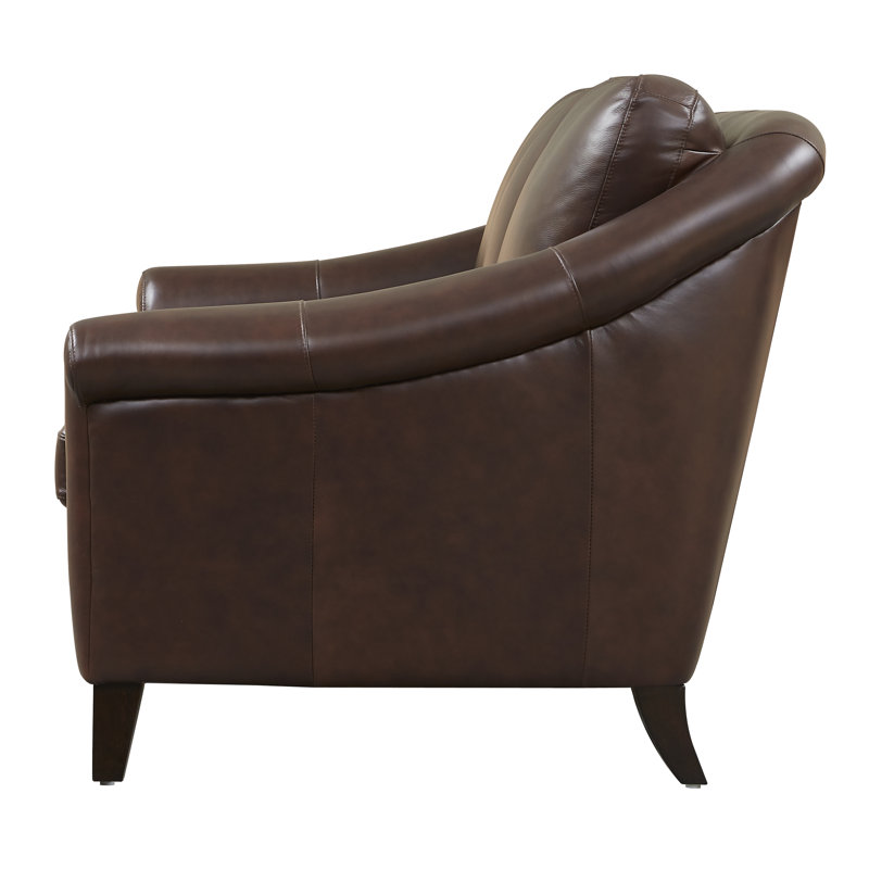 Genuine Leather 61'' Rolled Arm Loveseat, Brown Genuine Leather, 3