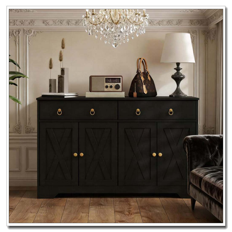 Armoire de rangement avec portes de style grange, armoire à tiroirs