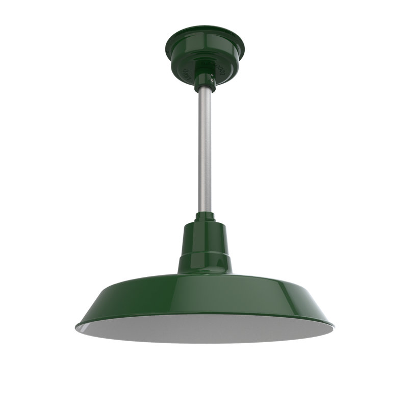 Luminaire suspendu en forme de dôme à 1 lumière DEL Haleigh, Vert rétro / argent galvanisé, H 48 po x l 18 po x P 18 po