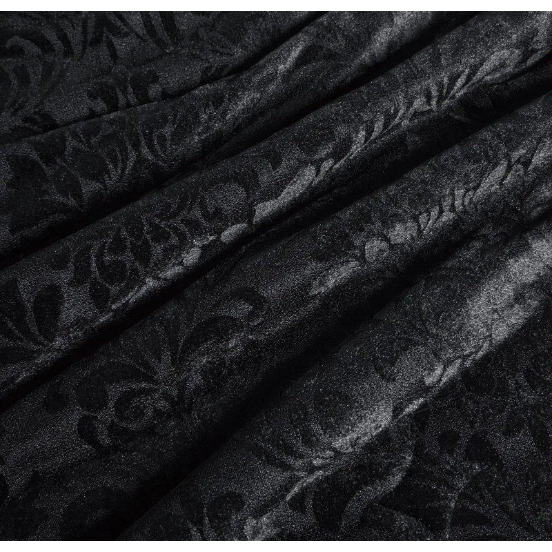 Polyester Floral Bedspread with Pillow Shams, Black, Double Bedspread + 2 Standard Shams