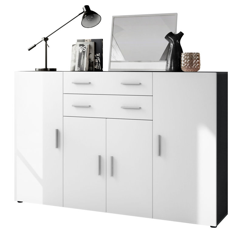 Mccammon 166 Cm Wide 2 Drawer Highboard, Matte White