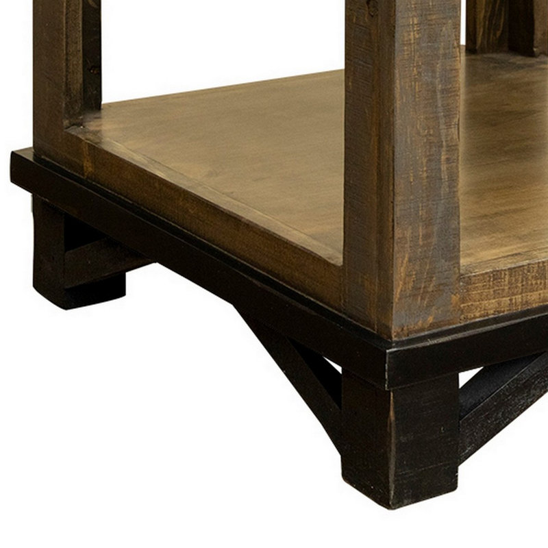 Table de bout en bois massif avec rangement Gualdim