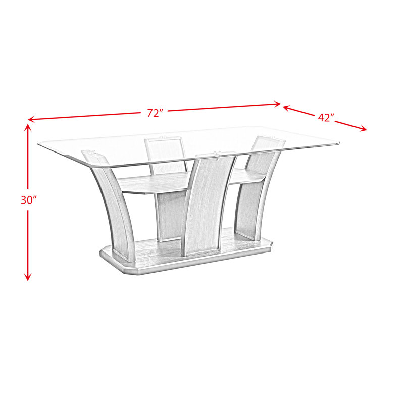 Simms 72'' Gray Glass Top Rectangular Dining Table