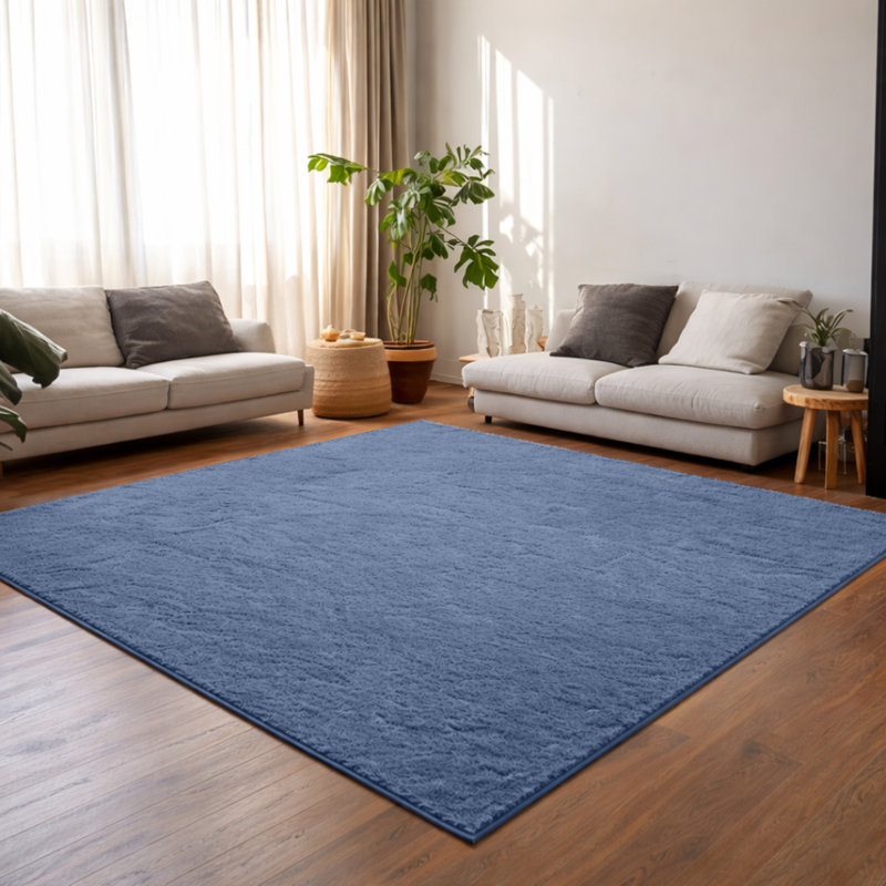 Soft & Fluffy Indoor Living Room Large Area Rug, Navy, Rectangle 120 x 170 cm