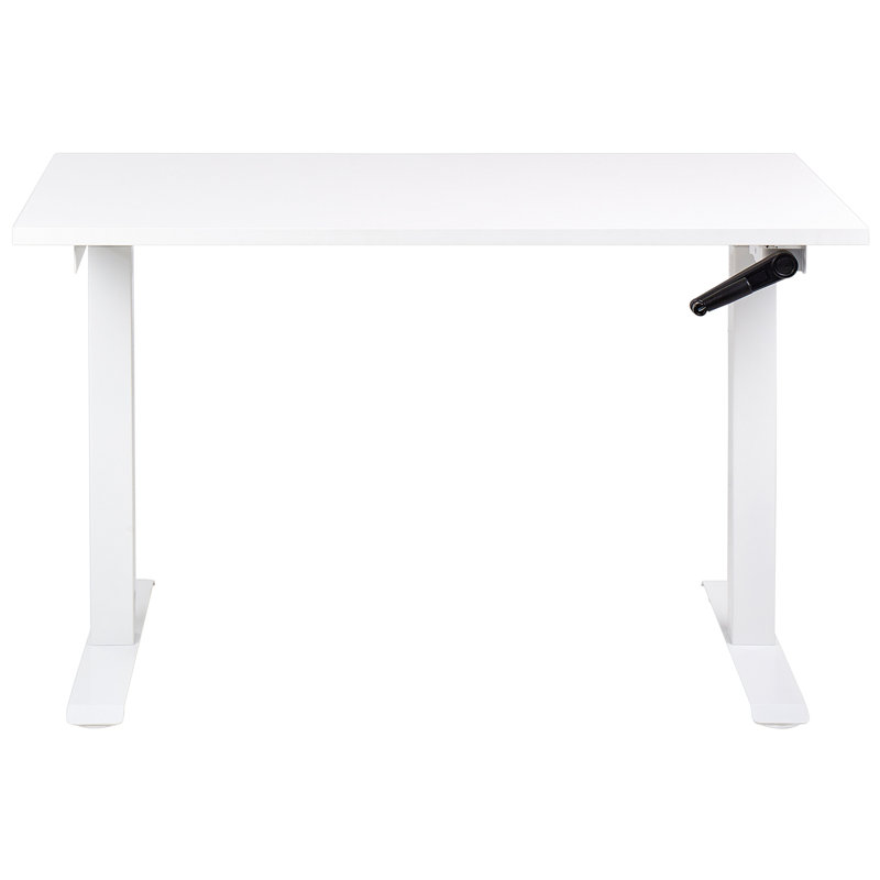 Nateasha Adjustable Metal Base Standing Desk, 119cm H x 120cm W x 72cm D, White, White