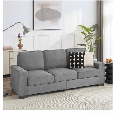 Modern Snowfleece Fabric 3-Seater Sofa