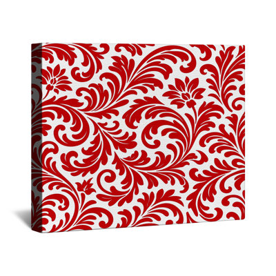 Toile tendue à motif damas rouge floral dans de nombreuses tailles