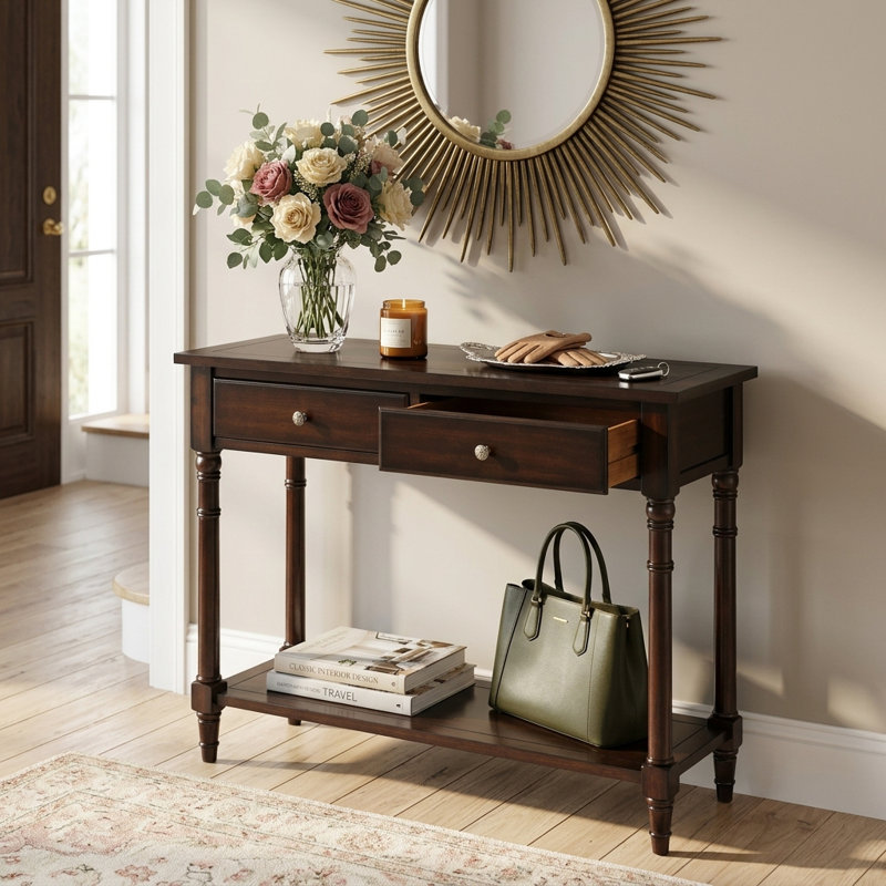 Beauman 90cm Console Table, Vintage Walnut