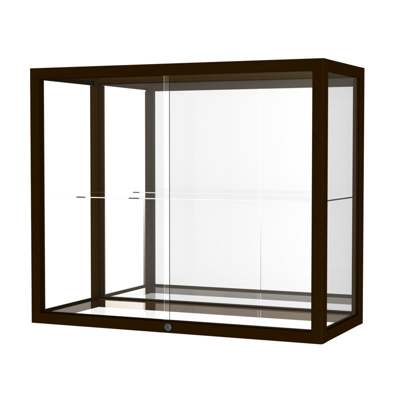 Cordovan Hardwood Wall Mounted Display Case with Tempered Glass - 36" x 30"