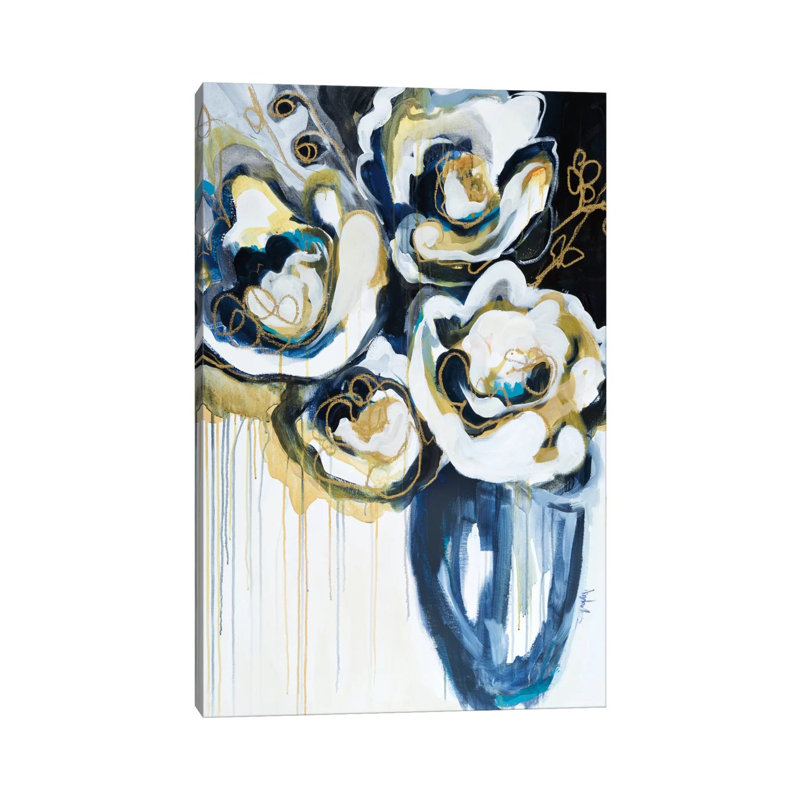 Blooms In Sea Foam by Angela Maritz - Wrapped Canvas Painting, 101.6 cm H x 66.04 cm W