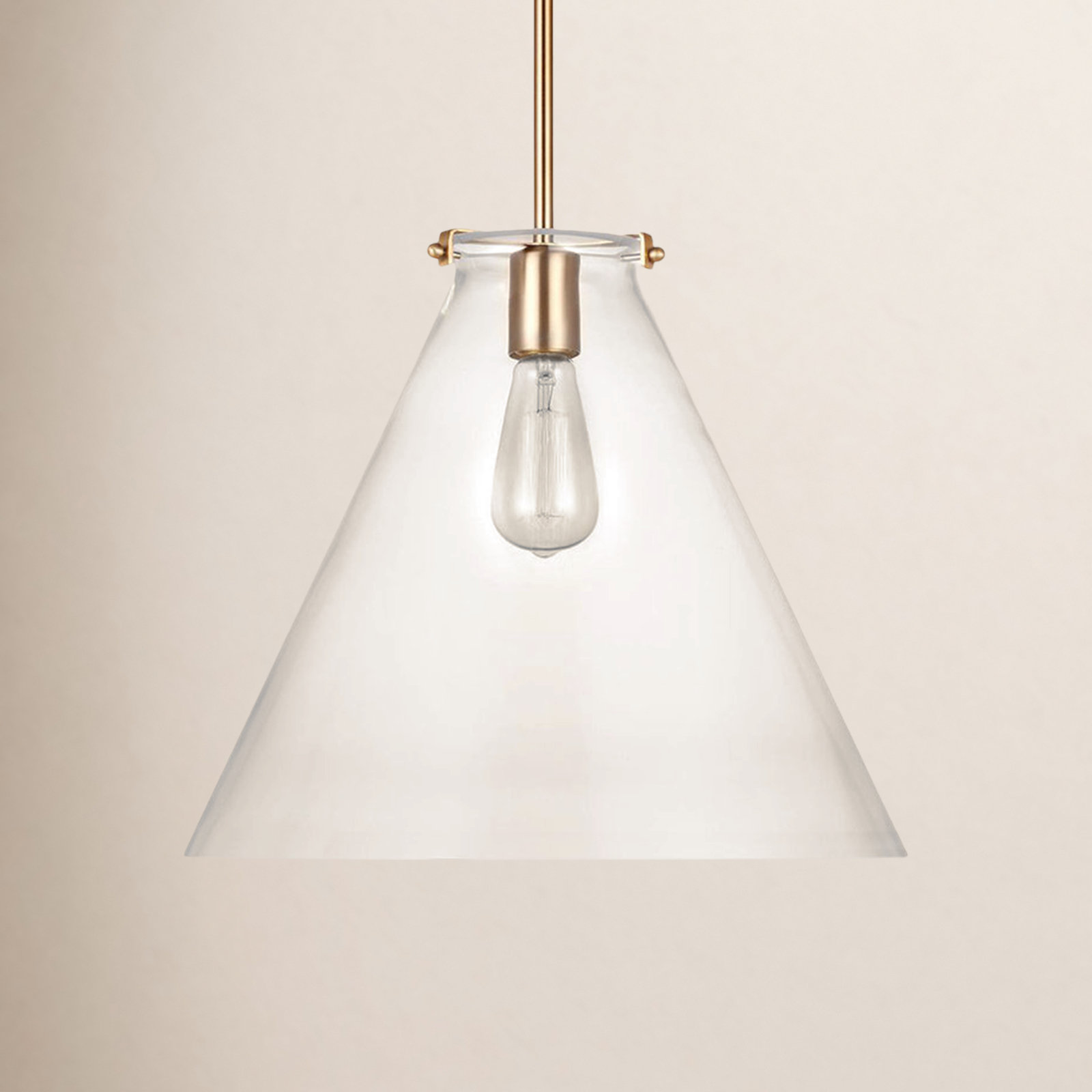 Catryn Single Light Glass Dimmable Pendant, Satin Brass