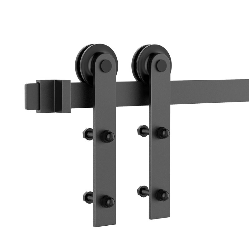 Black Steel Sliding Barn Door Hardware Kit, 108 in.