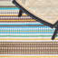 Tapis de chambre à coucher à rayures en coton fait à la main bleu clair / ivoire-350381324
