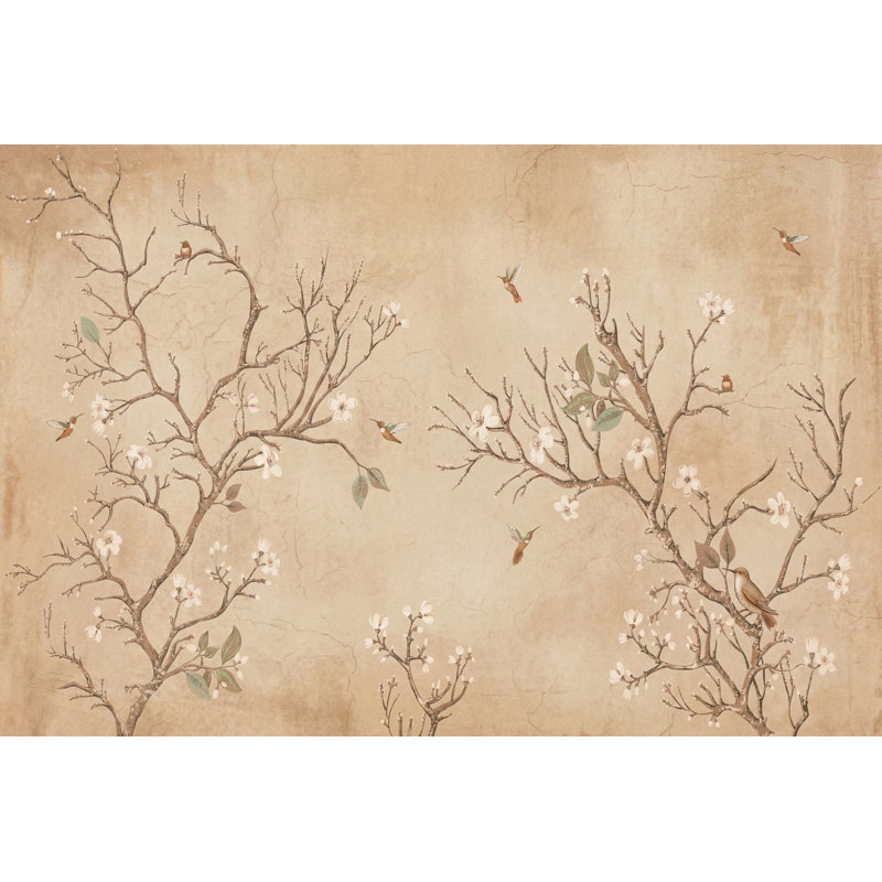 Papier peint vert discret Sage Chinoiserie, 100 po x 96 po, Peler et coller