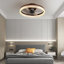 Ventilateur de plafond brun 20 po avec lumière DEL - Ventilateur de plafond encastré moderne pour la chambre à coucher, le salon et la décoration intérieure avec anneau en cristal-1956475434
