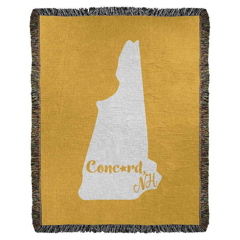 Jeté en coton tissé concord new hampshire, l 50 po x L 60 po, Jaune