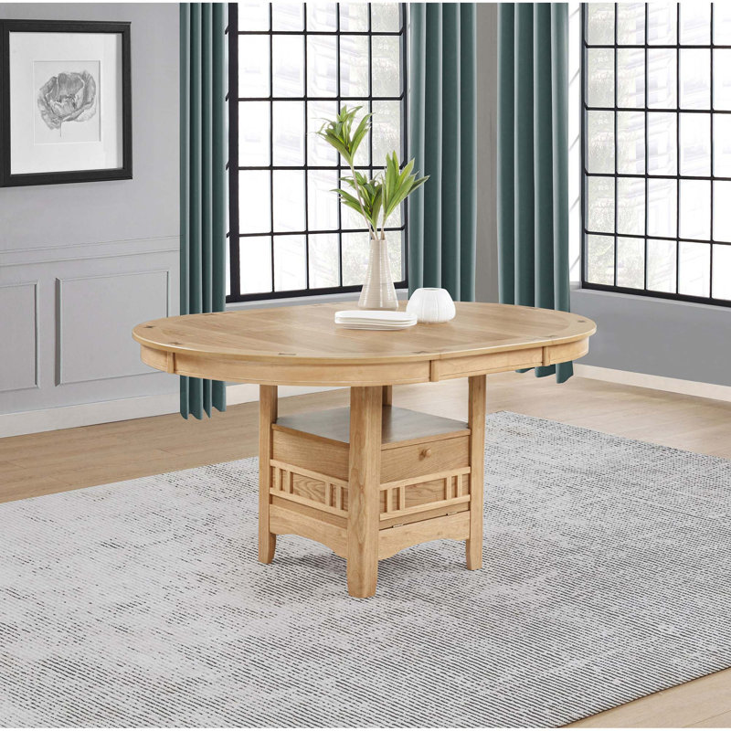 Table de salle à manger à rallonge en bois avec base piédestal fonctionnelle