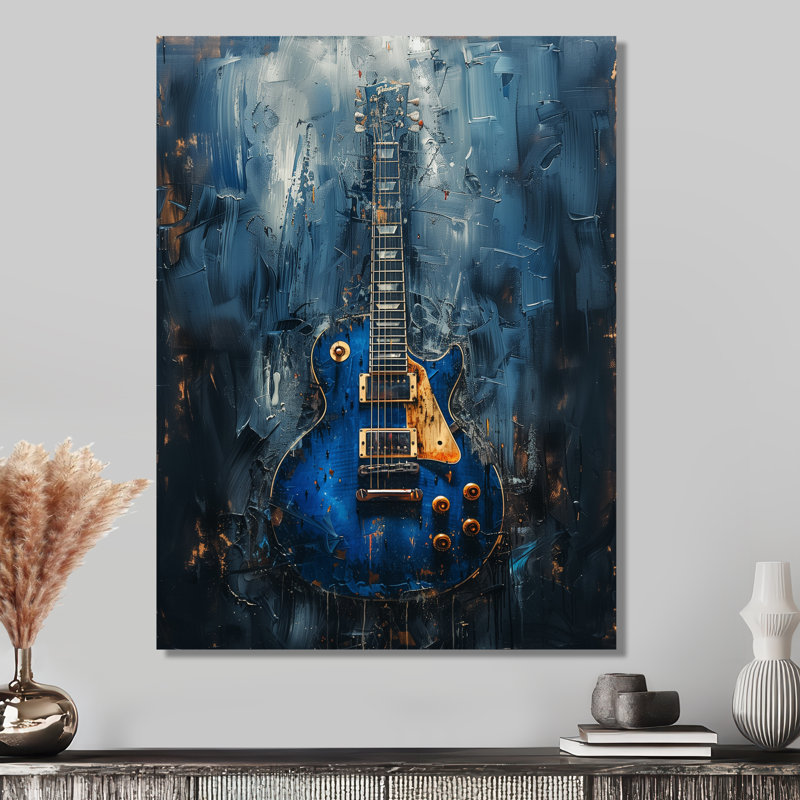 Décoration murale déesse de la guitare bleue - musique Jazz, Métal métal, 40" H x 30" W