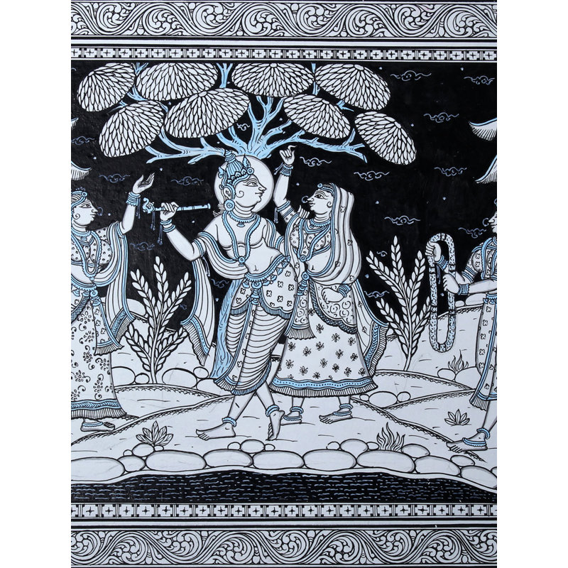 Radha Krishna avec Gopis | Paata, peinture de l'Orissa