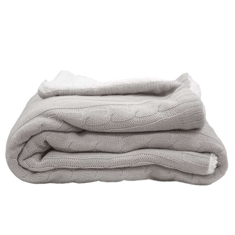 Cable Knit Throw Blanket, Quiet Gray