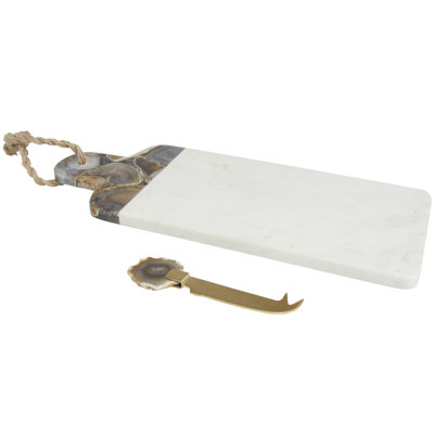 Cole And Grey Marble Handmade Cutting Board With Matching Cheese Knife